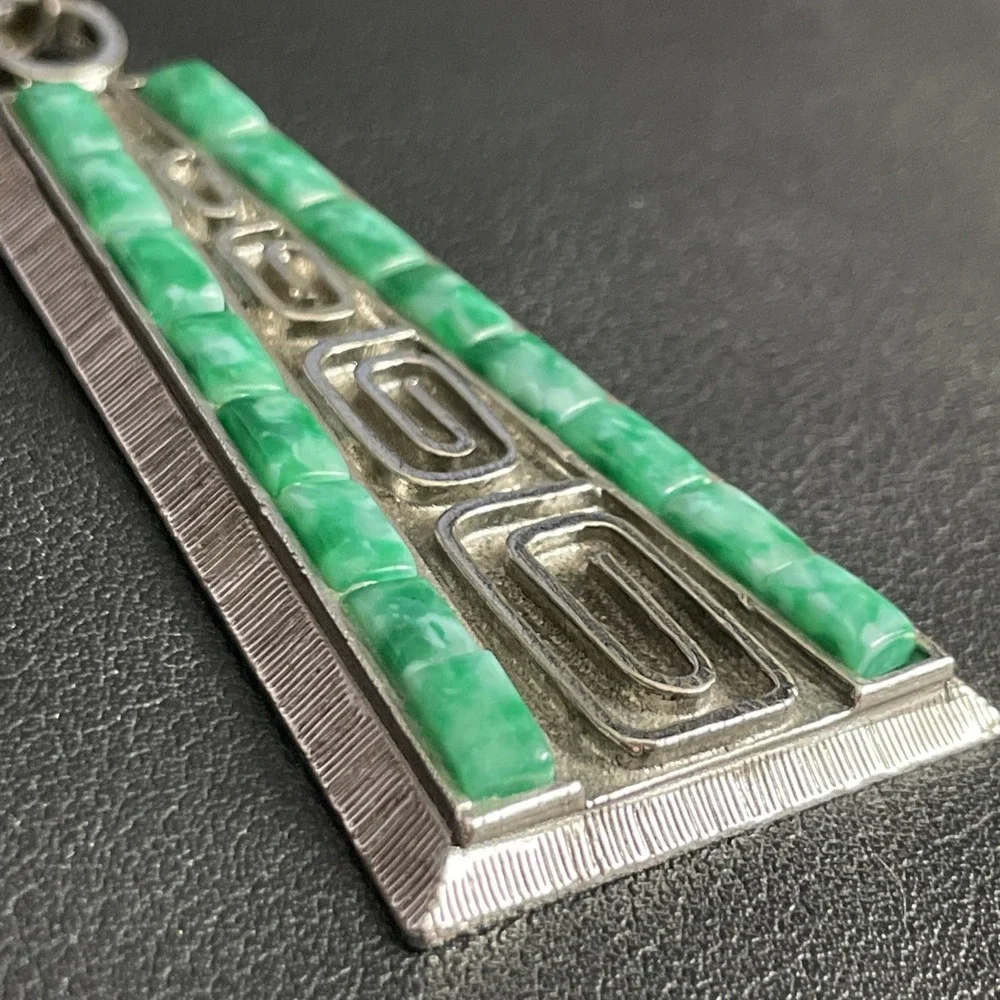 Vintage WHITING DAVIS Necklace Faux Turquoise Pendant - Picture 4 of 10